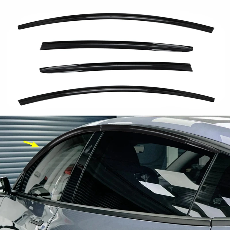 

Уплотнители для стекол автомобиля Tesla Model 3 Y, наружные боковые оконные козырьки, отражающая полоса для дверей, защитная полоса от дождя, уплотнительная лента