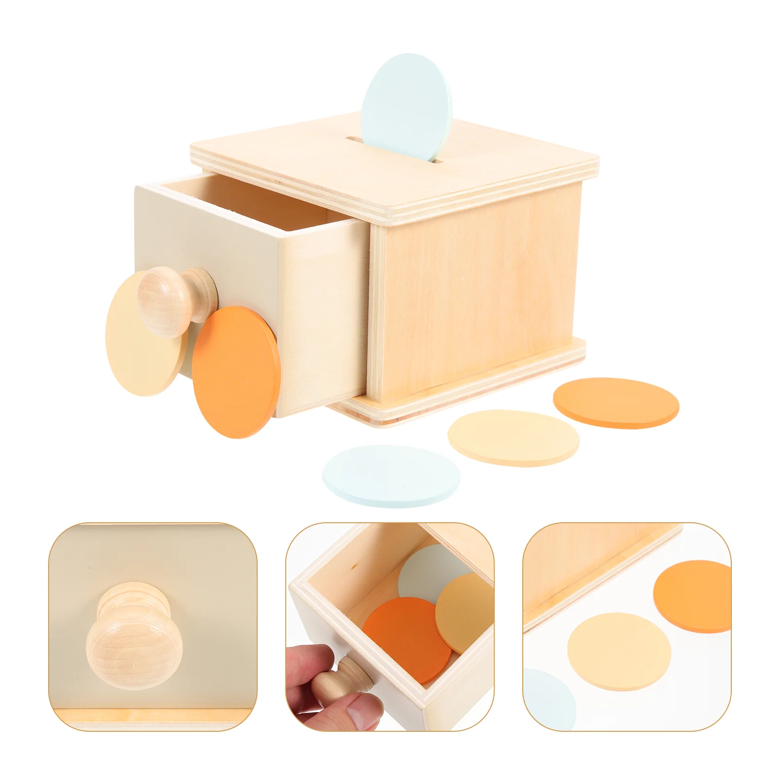 Montessori Coin Box Toys Object Permanence Toys Baby Toddlers Wooden Montessori Coin Drop Toys Developmental Toys Imbucare
