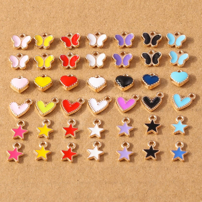 30 stücke mischen niedlichen Emaille Liebe Herz Stern Schmetterling Charms für Schmuck machen DIY Ohrringe Anhänger Halsketten handgemachte Handwerk liefern – Detail 1