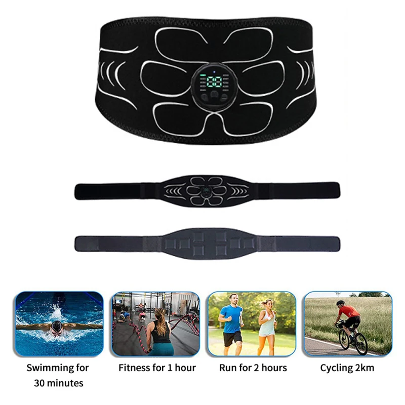 Smart Waist Abdominal Toning Belt Abdominal Muscle Trainer Muscle Toner For Arm Leg Training Home Fitness Massager USB Recharge