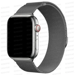 Sleek Milanese Loop Metal Watch Strap Bracelet for 42 44 45 S10-46 49mm (Space Grey)