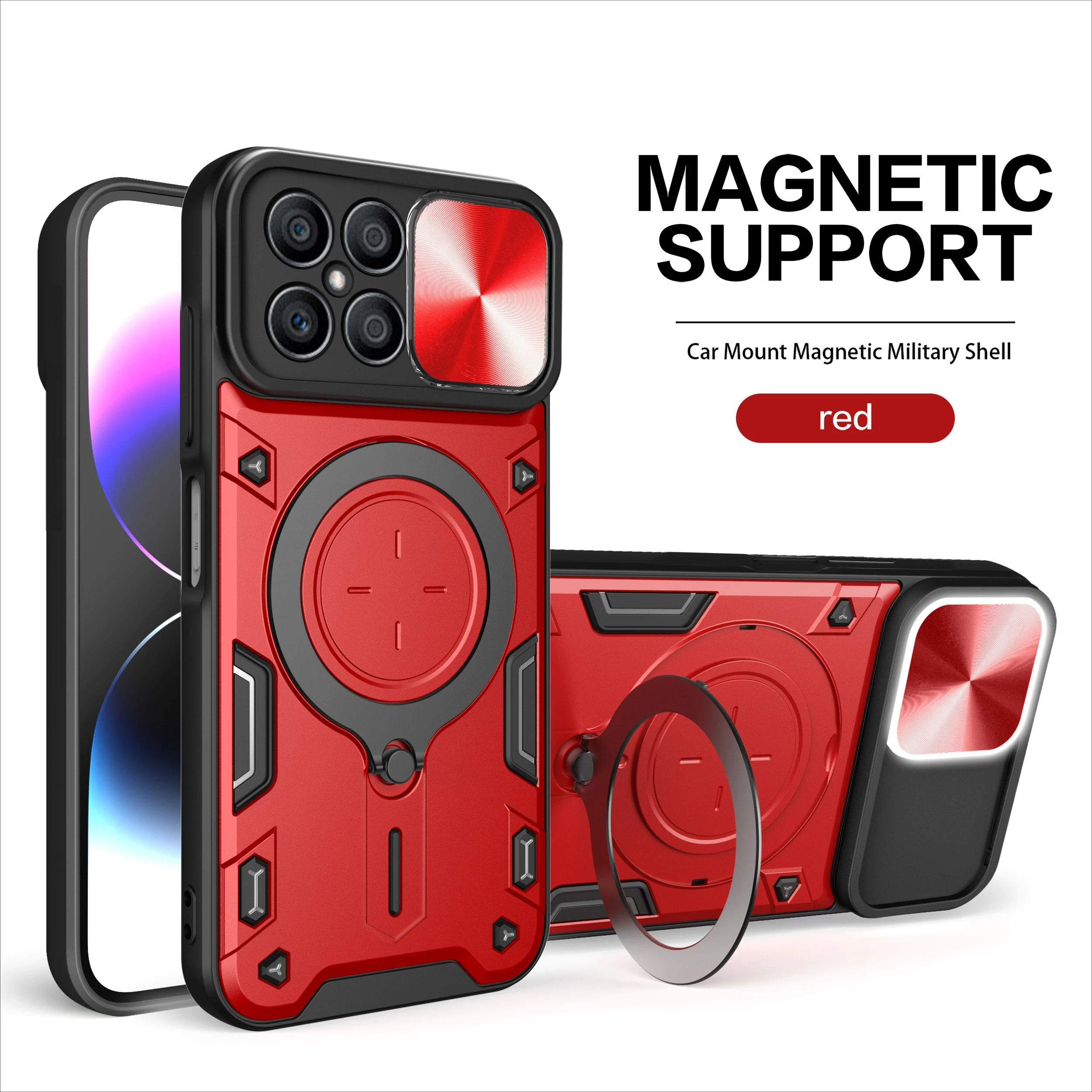 Magnetic Ring Bracket Hard Plastic Phone Case Shell