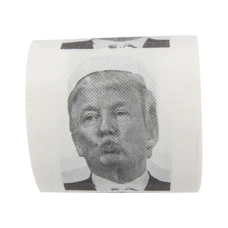 Humorous Donald Trump Printed Bathroom Toilet Paper Pure Wood Pulp Non-Fading Soft Creative Funny Design Eco-Friendly Roll Paper