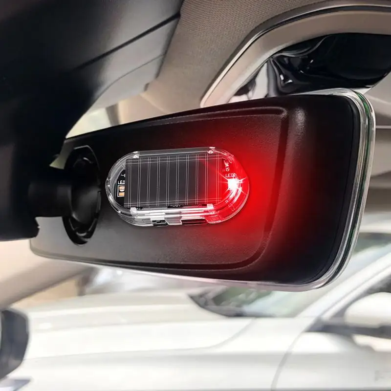 Luce di sicurezza finta per auto ad energia solare Blu/Rosso lampeggiante Simulato allarme Dummys Avvertimento wireless Lampada di avvertenza antifurto Stroboscopica - immagine 2