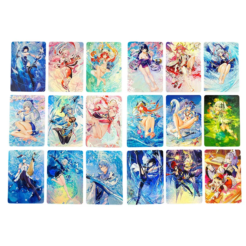 

Diy Genshin Impact Homemade Game Collection Flash Card Anime Kamisato Ayaka Yae Miko Rare Bronzing Card Board Game Toys Gift