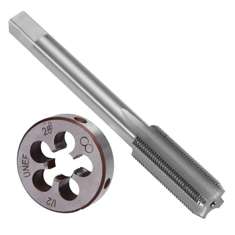 

2pcs/Set 1/2-28 Tap 1/2x28 Die TPI Kit UNEF HSS Right Hand Thread Tool Titanium Nitride Coated Tap & Die Rust Free Tap Die