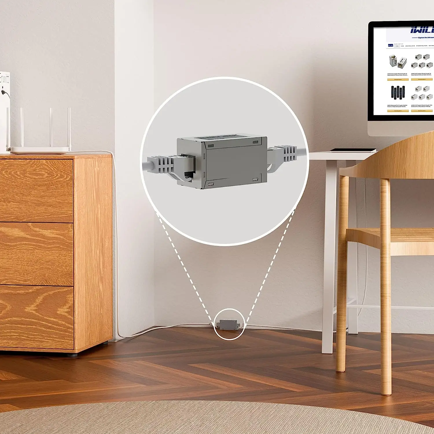 High-Speed RJ45 Ethernet Coupler Extender, Female-to-Female Connector