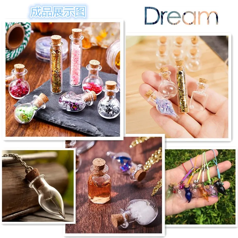 Mini Clear Glass Bottle 100pcs 1 2 ml Cork Stopper Small Drifting Wishing Bottles DIY Pendants