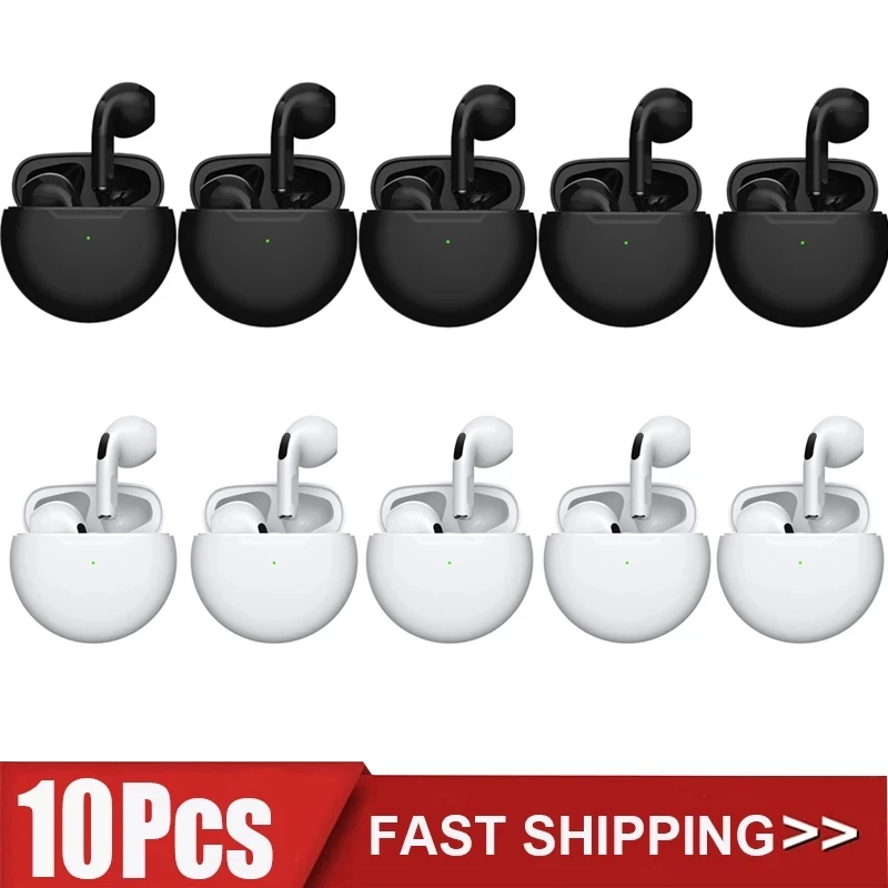 

10Pcs Pro 6 TWS Wireless Bluetooth 5.0 Headphones Mini Earphone Sports Earbuds with Microphone for Iphone Xiaomi huawei (no box)