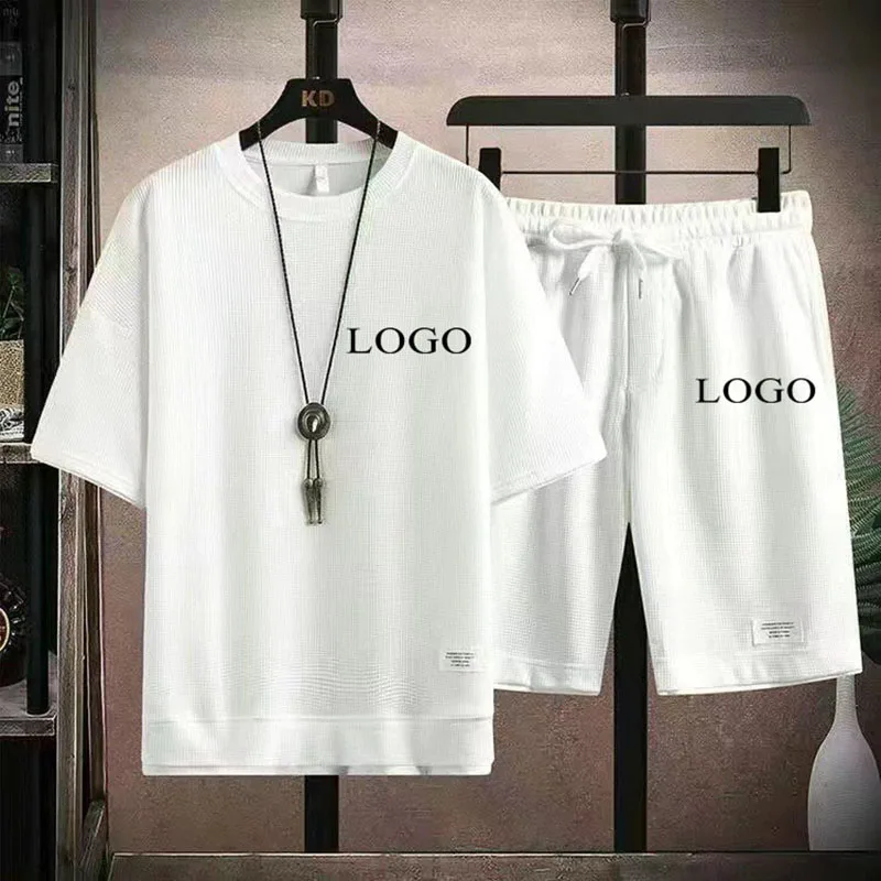

Your Own Design Brand Logo/Picture Personalized Custom Anywhere Men Women DIY Waffle Short Sleeve Set Fashion New