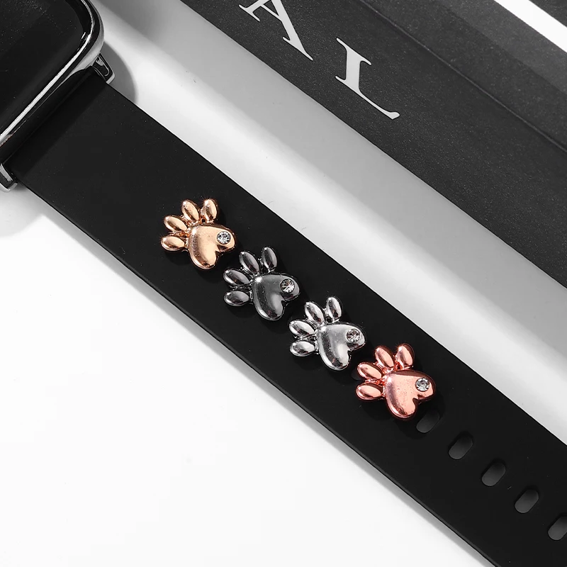 Watchband Charms Flower Cute Cat Decorative Charm for Apple Bracelet Silicone Sport Strap Dog Paw Jewelry Accessories for Iwatch