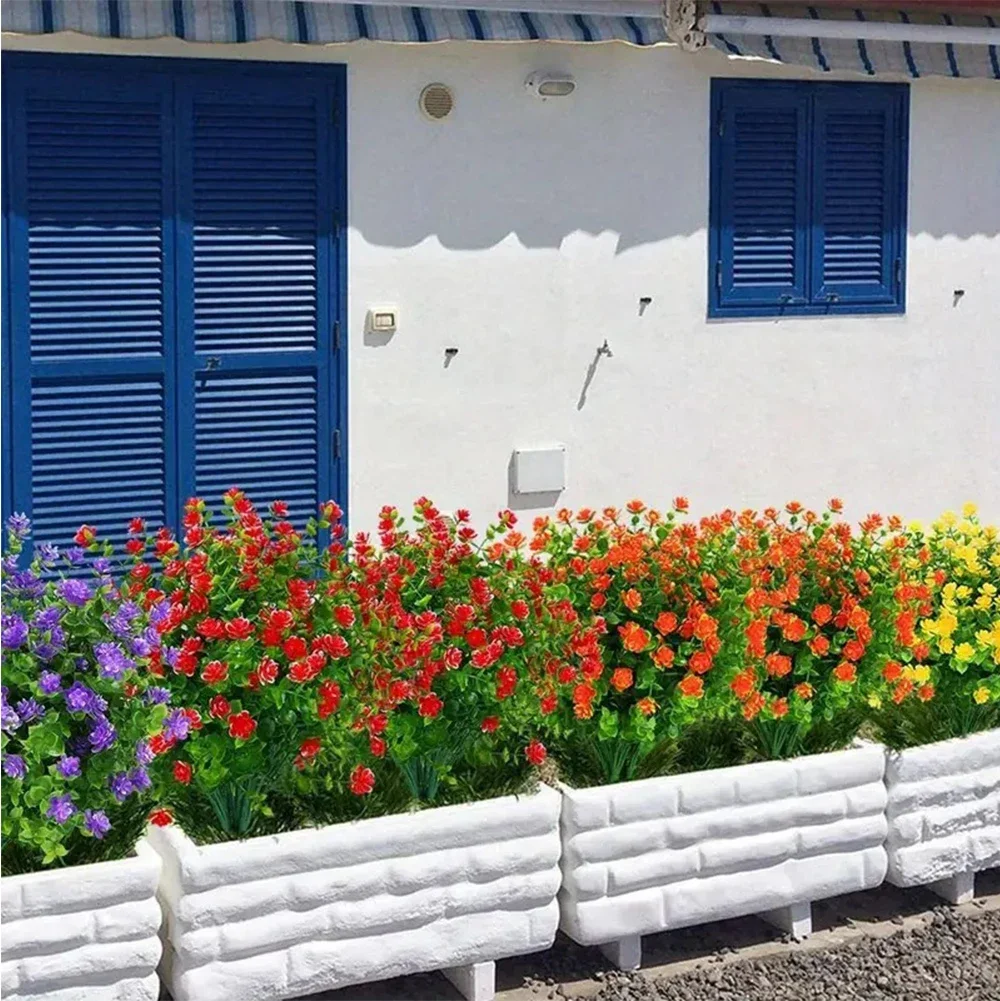 1 Bündel künstliche Blumen im Freien, grüne Sträucher, Pflanzen, künstliche Blumenwand für Büro, Zuhause, Wohnzimmer, Hochzeit, Gartendekoration – Detail 17