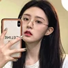 seemfly Blue Light Blocking Rimless Myopia Glasses Women Metal Frame Transparent Glasses Eyeglasses Nearsighted -1.0 To -4.0 4