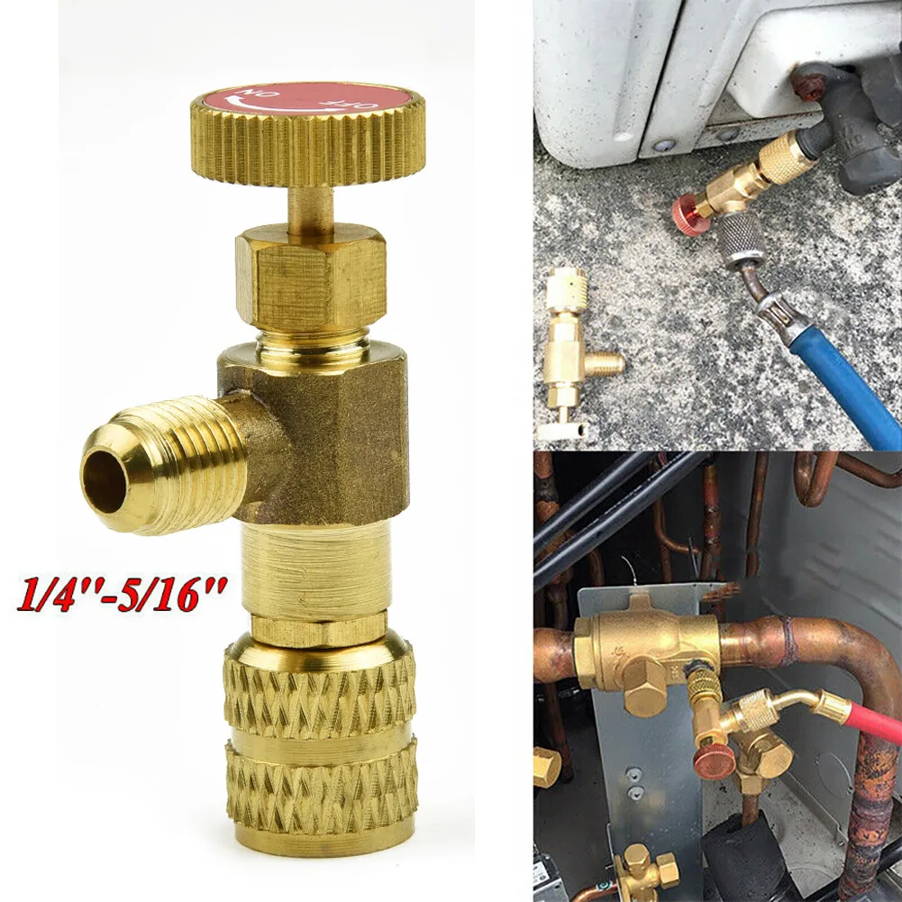 R22 R410A Refrigeration Tool Air Conditioning Safety Valve Adapter Fitting 1/4" Inch Charging Hose Valve