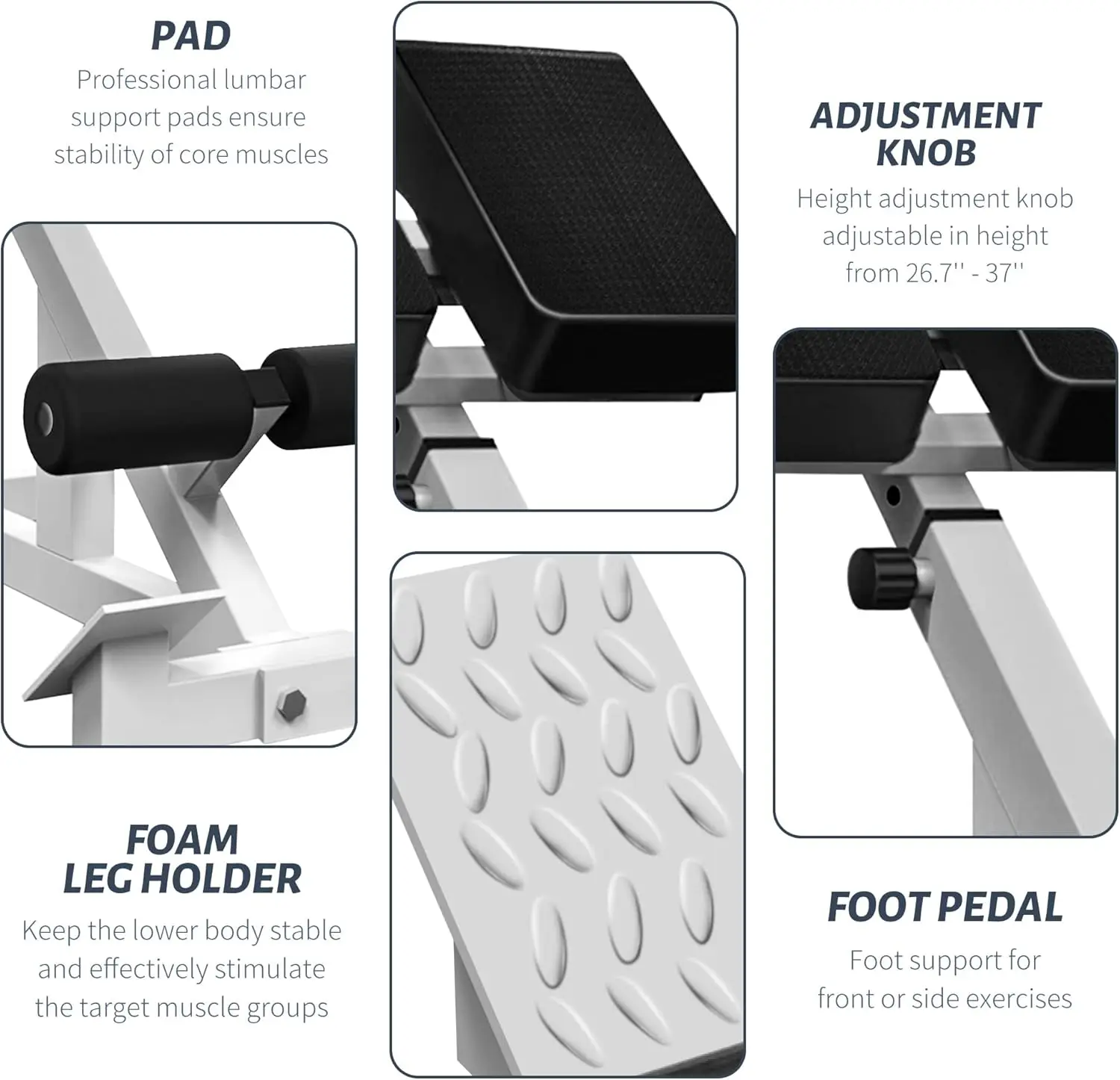 Back Extender-Angle & Height Dual Adjustable Hyperextension Bench for Home Gym-Adjustable Back Exercise Machine