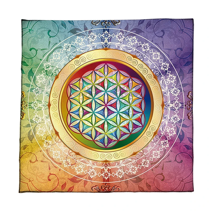 Mandala Flower of Life Altar Cloth Tarot Table Cloth Colorful  Tarot Table Cover For Witchcraft Astrology Oracle Card Readings 5