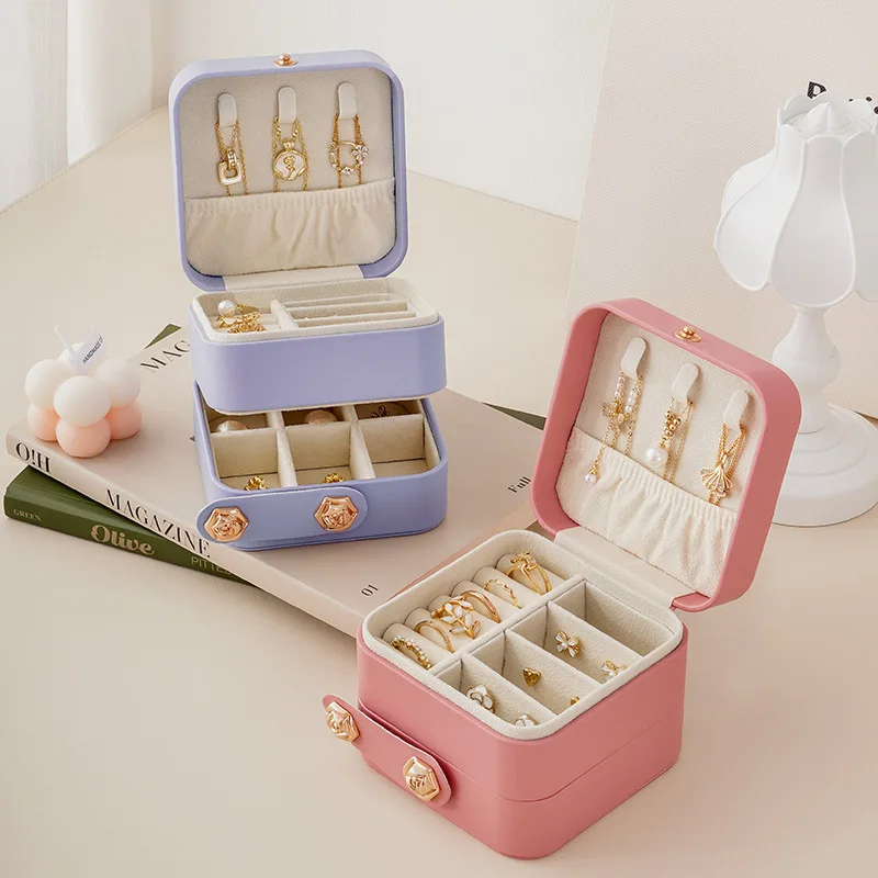 High-quality Korean-style Large-capacity Jewelry Storage Box for Women, Portable Three-layer Jewelry Storage Box