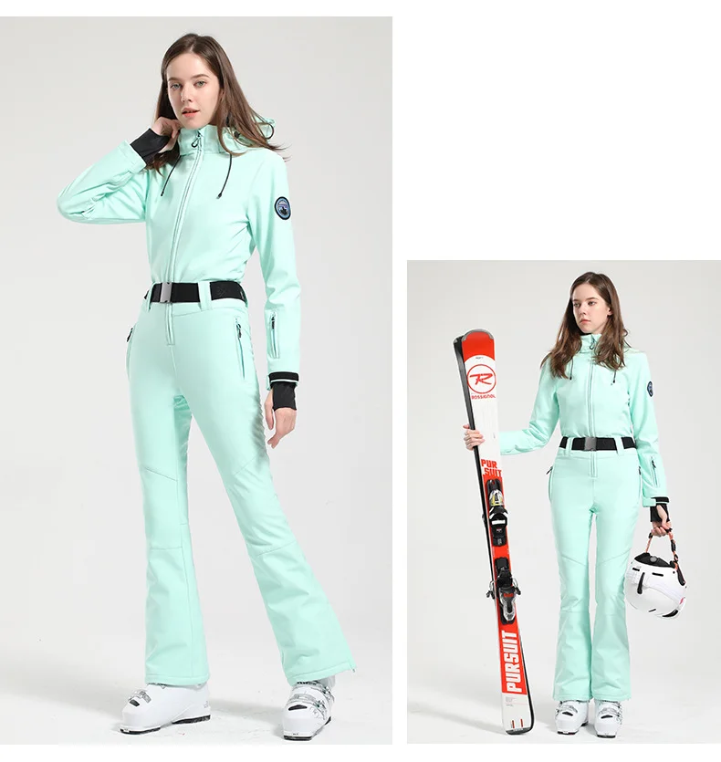 Gsou 女性の冬の雪ジャンプスーツワンピーススキースーツ熱厚み防水