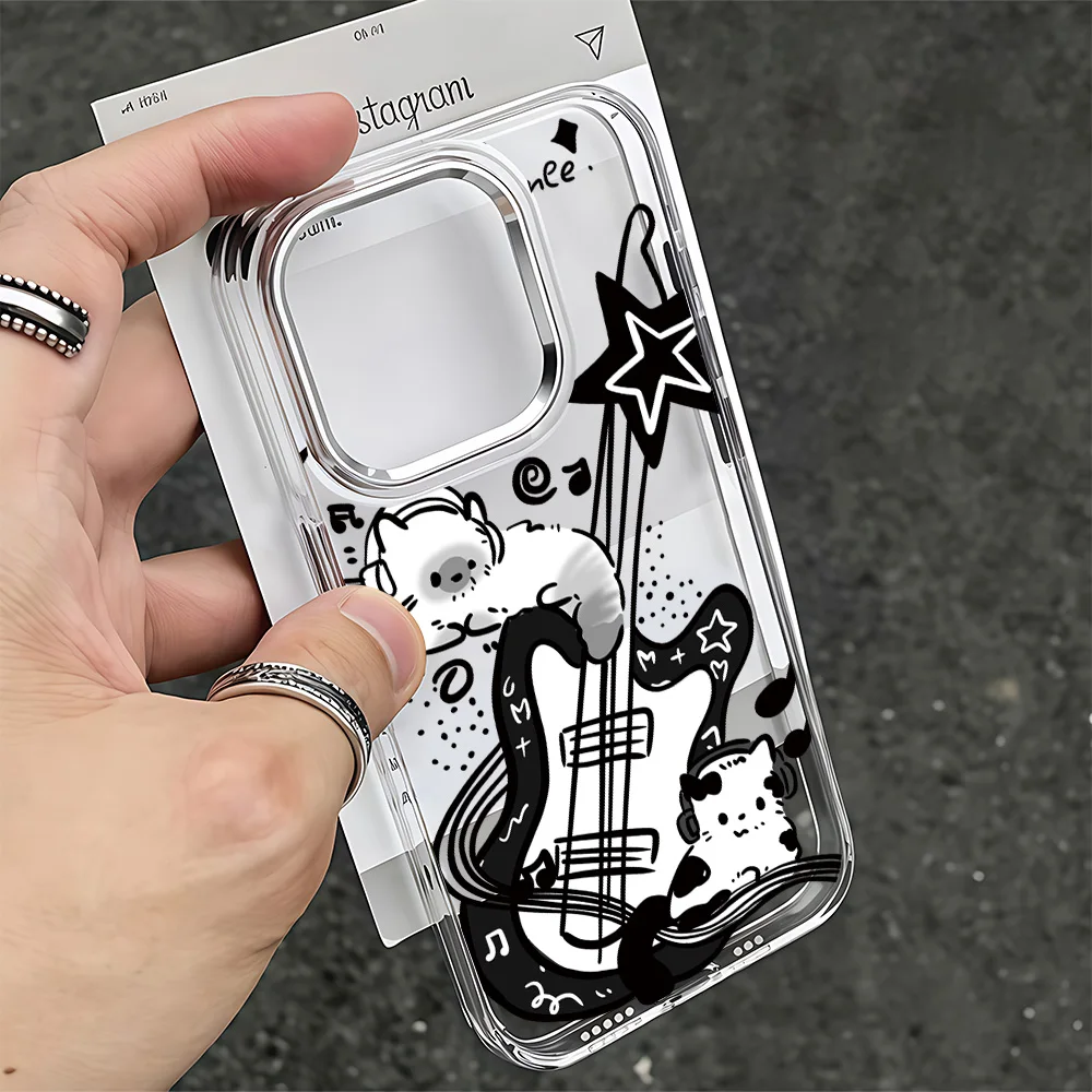Charming Cat & Guitar Design Phone Case