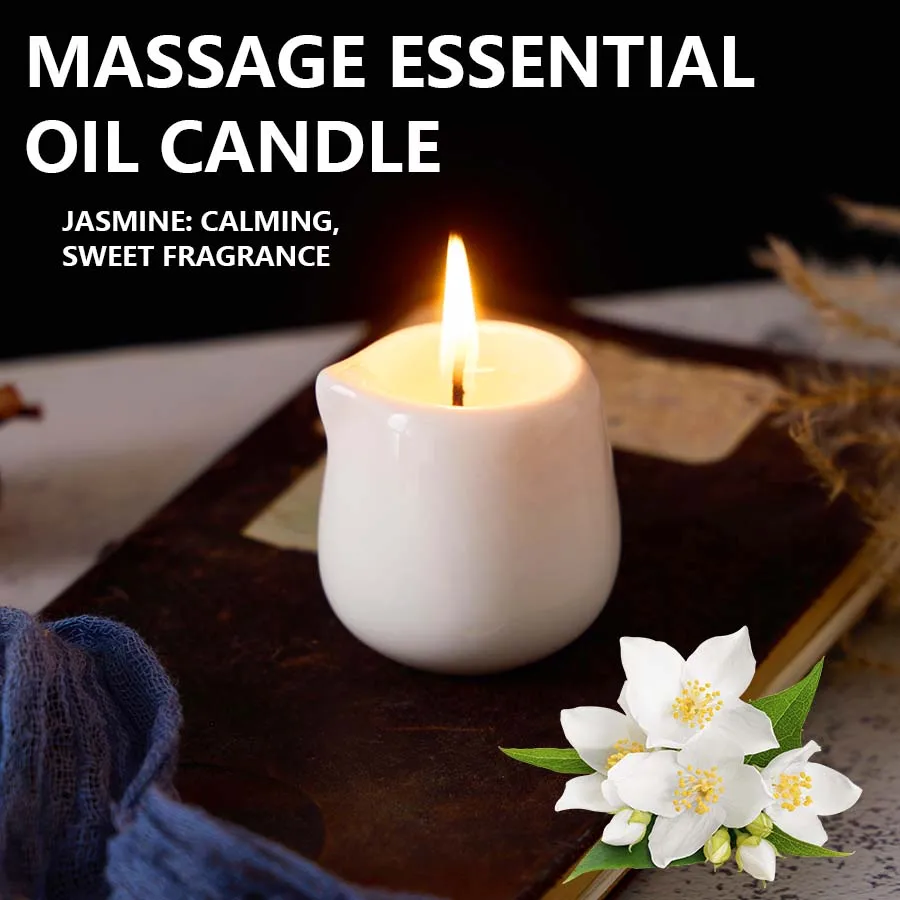 sensual low heat Massage Oil Candle Hydrating Body Care Coconut wax home decor Valentines Christmas gift Jasmine 1.69 oz