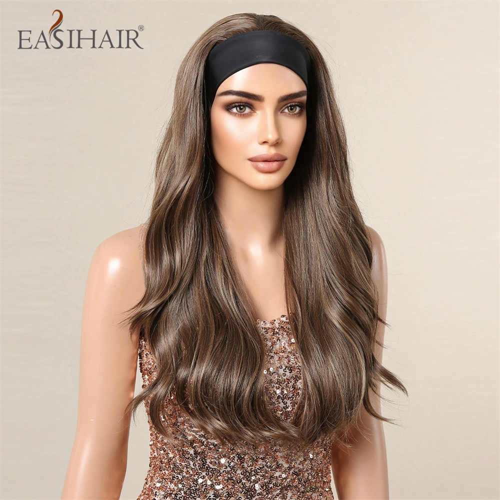 Parrucche sintetiche con fascia per capelli, lunghe, ondulate, color cenere, per donne, resistenti al calore, per feste di cosplay giornaliere_voghion.com