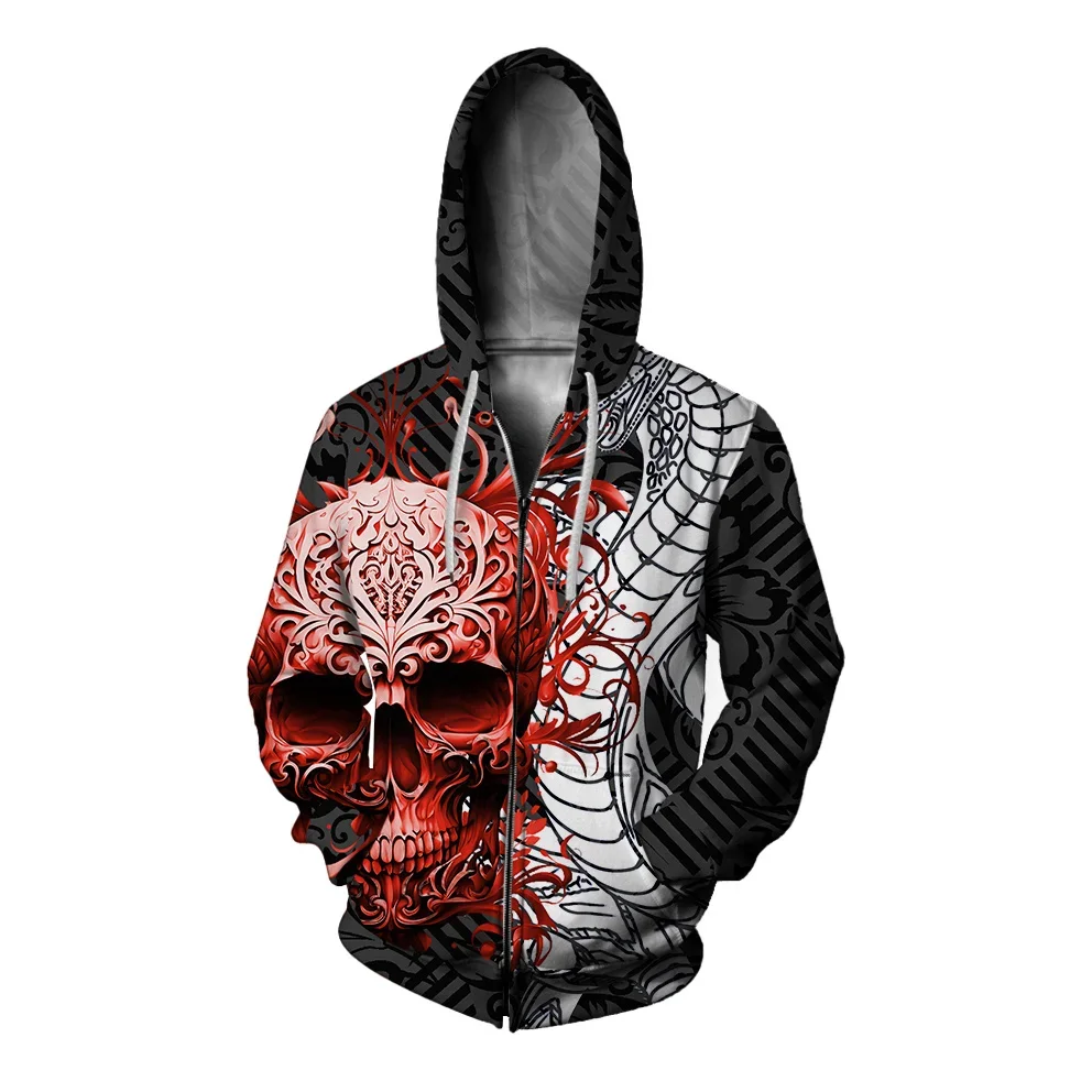 thumbnail image 1 of Sudadera cómoda y versátil para hombre con estampado de calavera divertido Sudadera con capucha personalizada con estampado de calavera divertido, 1 of 4