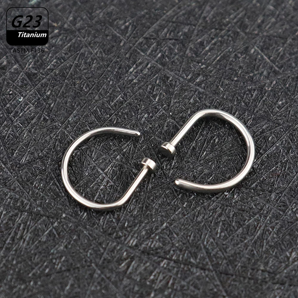 10pcs/Lot ASTM F136 Titanium 20g Open D Shape Nose Ring 8MM 10MM G23 Fake Medical Helix Stud Earring Septum Nostril Piercing