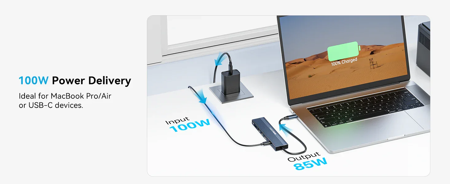 5-in-1 USB C Docking Station With 4K@60Hz Video Output, 100W PD, 2 USB-C & USB-A 3.1 Ports For Book, Windows Laptop_voghion.com