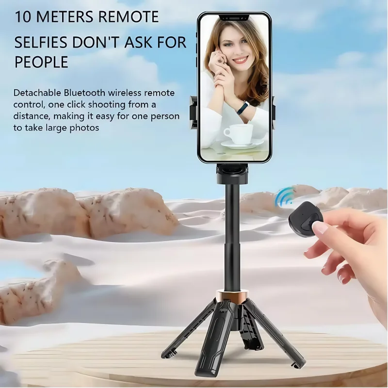 Portable Selfie Stick, Stand, Handle, Tripod, Bluetooth Control
