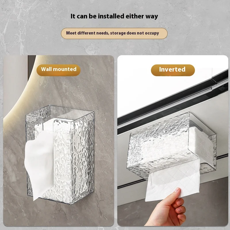 Bathroom Tissue Box Wall-mounted Paper Case Glacier Style Face Wash Towel Storage Container Sanitary Paper Holder Acrylic Boxes 5