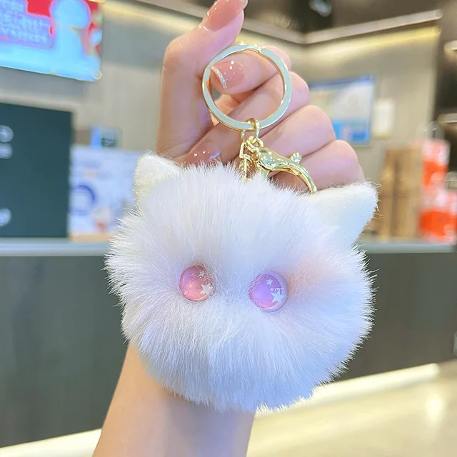 Hot Sale Fur Pompom Plush Key Chain For Men Women Cute Fluffy Car Key Chain  Fluffy Keyring Women Gift Wholesale