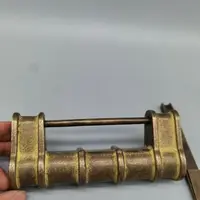 Exquisite Old Chinese Brass Copper Handmade Old Fashioned Lock Key Statue 1