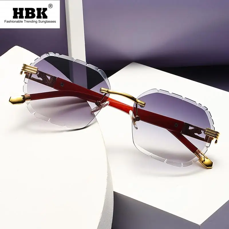 

New Diamond Polarized Square Rimless Frame Metal Sunglass for Men Luxury Fashion Cool Eyewear for Women Outdoor Fishing Driving