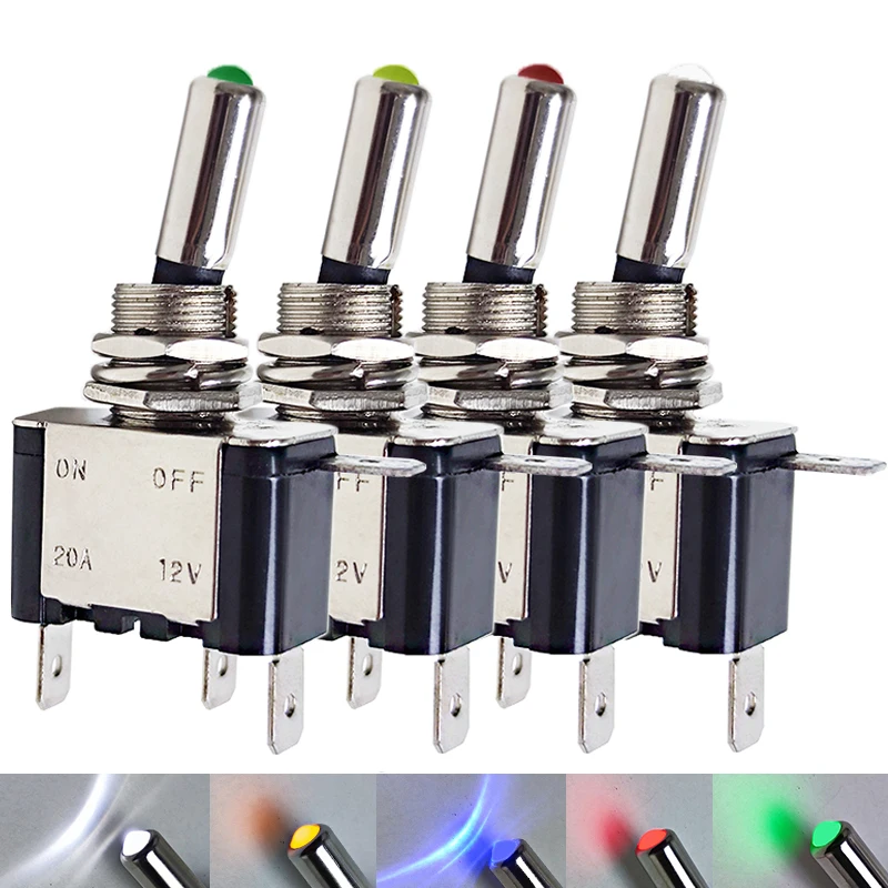 1Pcs-12V-20A-Llluminated-LED-Toggle-Switch-Auto-Car-Boat-Truck-Red-Blue ...