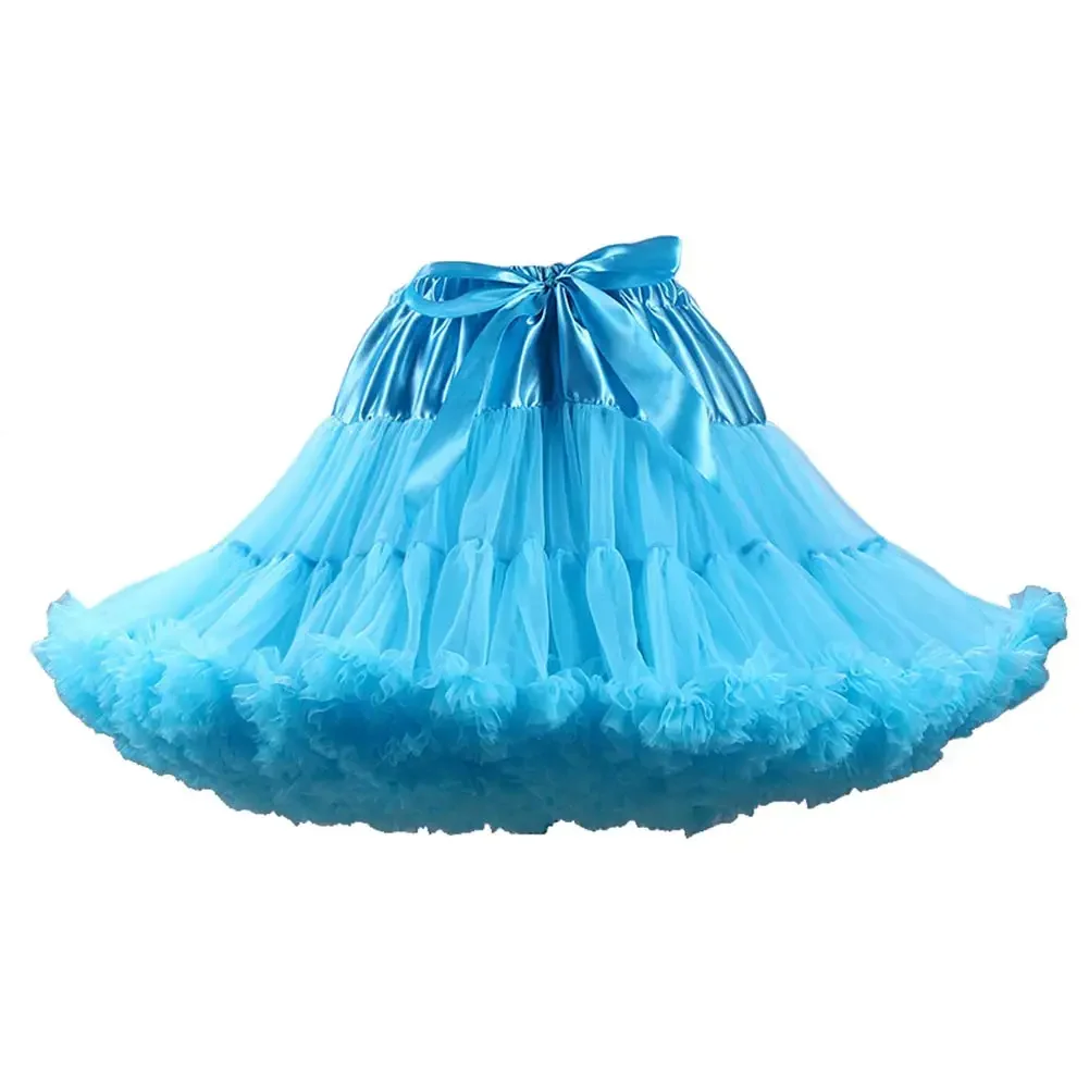 Women's Mini Lenght Petticoat Tulle Puffy Skirt Vintage Underskirt Rockabilly Tutu Elastic Waist Slip for Girls
