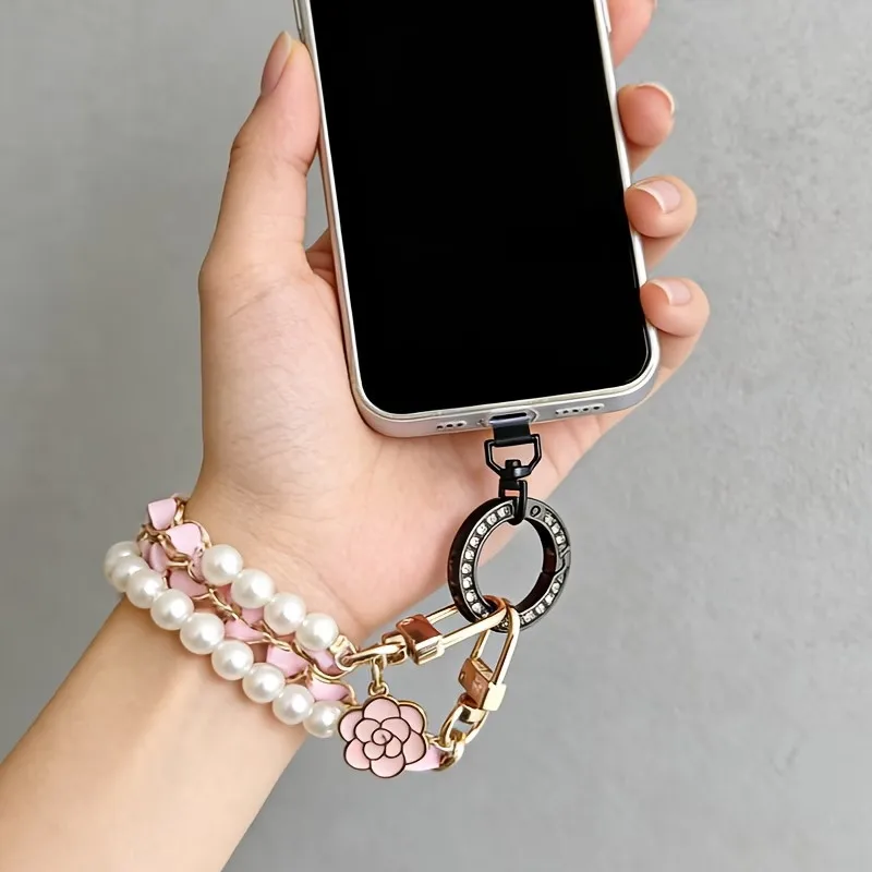 360° Rotatable Stainless Steel Phone Lanyard Clip with Shiny Spring Ring