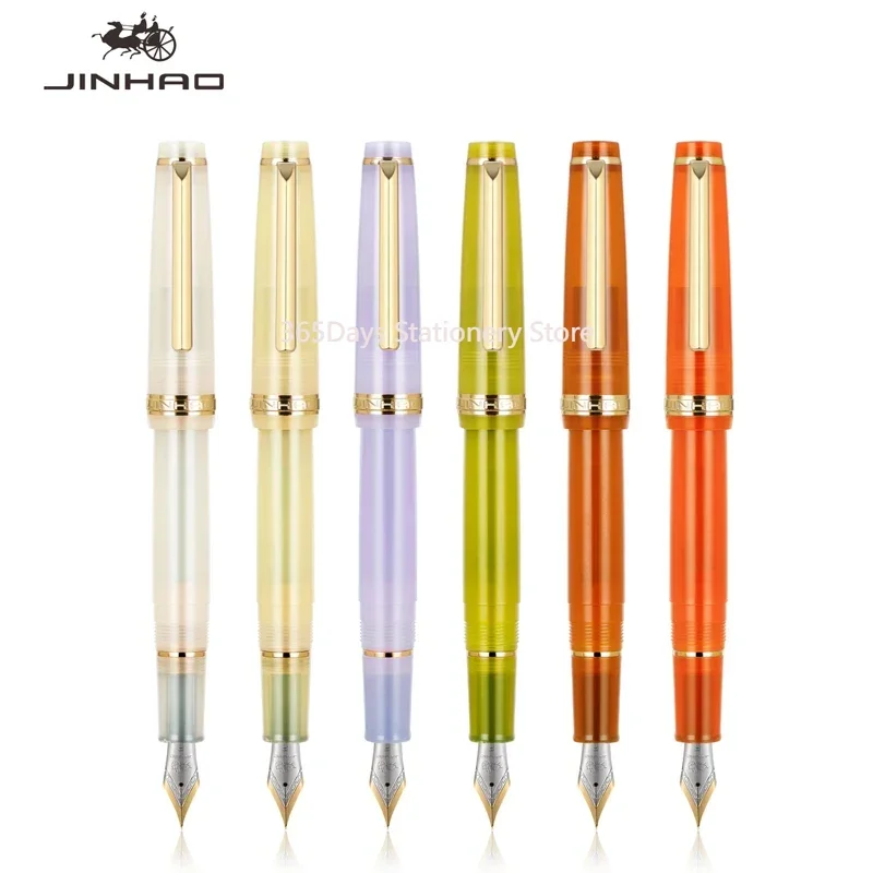 Jinhao 82 DIY Transparency Fountain Pen Acrylic Ink Spin Golden EF/F Nib Elegante Business Office School Supplies Writing Pen fountain pen
