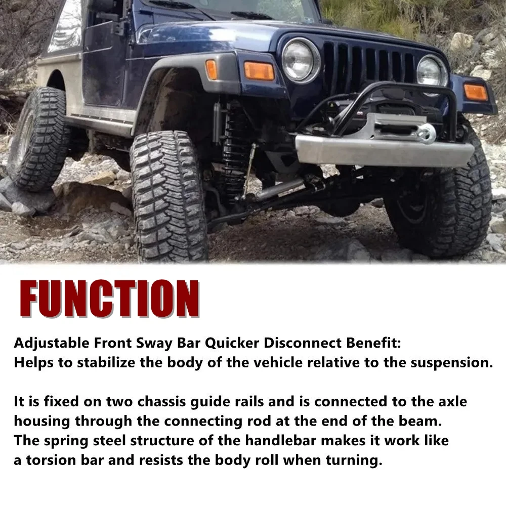 Front Swaybar Link Quicker Disconnect System Adjustable 2.5-6" Lift For Wrangler 1998-2006 TJ Cherokee 1984-2001 XJ