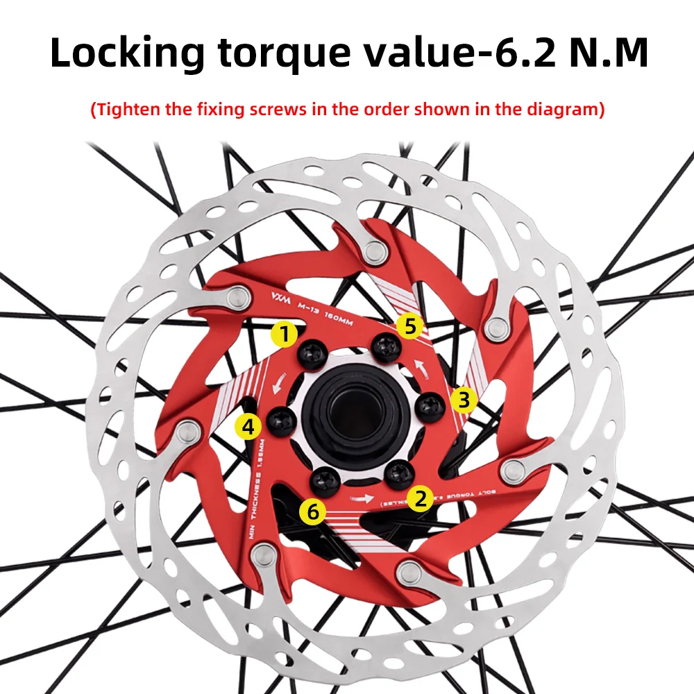 Bike Brake Rotor 160mm Aluminum Alloy 6 Hole Stainless Steel Mountain Bike Accessories