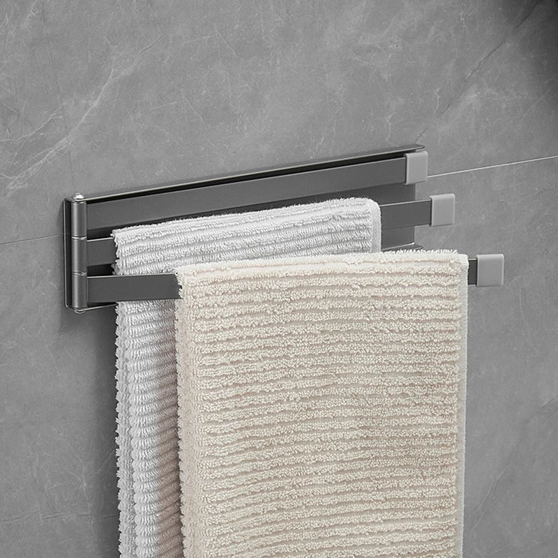 Rotatable 180&deg; Towel Holder Space Shower Room Towel Hanger Multifunctional Storage Organizer For Bathroom Accessories