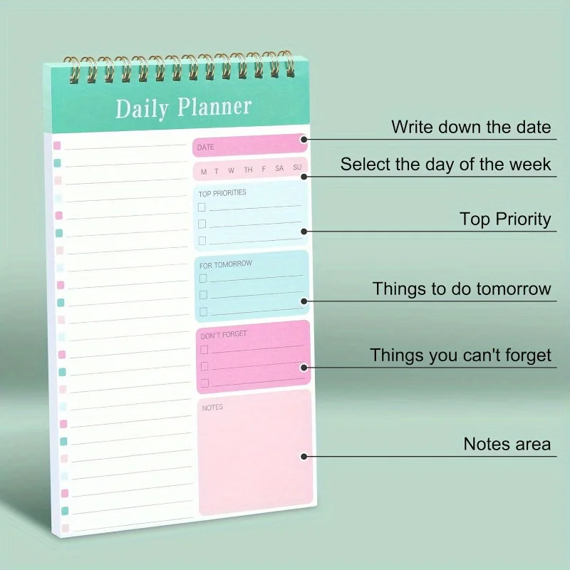 1PC Daily To Do List Notepad-30 Laminated Sheets for Work, School, Fitness & Academic Goals Notebook-Perfect Back To School