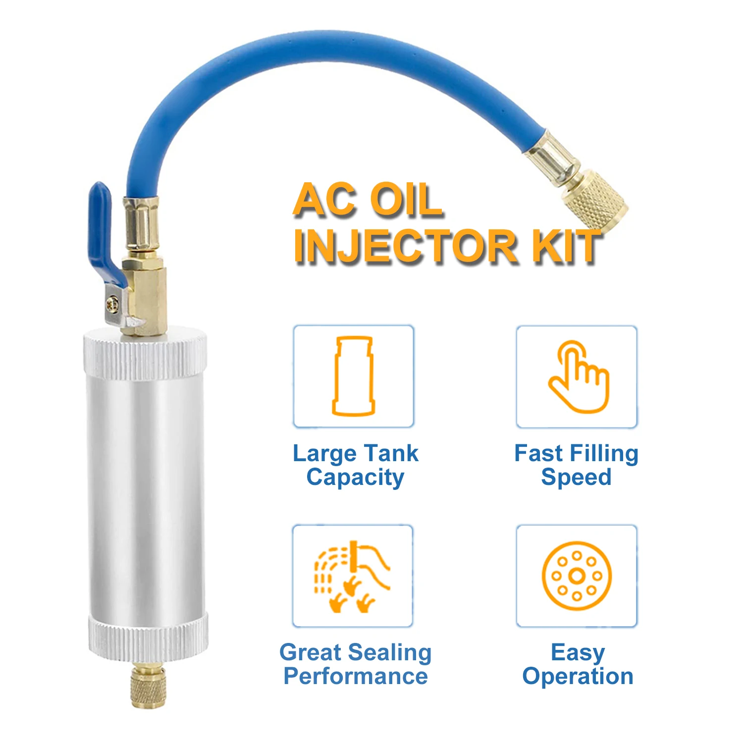 Oil Injector Tool R134A Compressor Oil Injector 1/4" SAE Connector R12 R22 Refrigerant System Automotive A/C Dye Tool