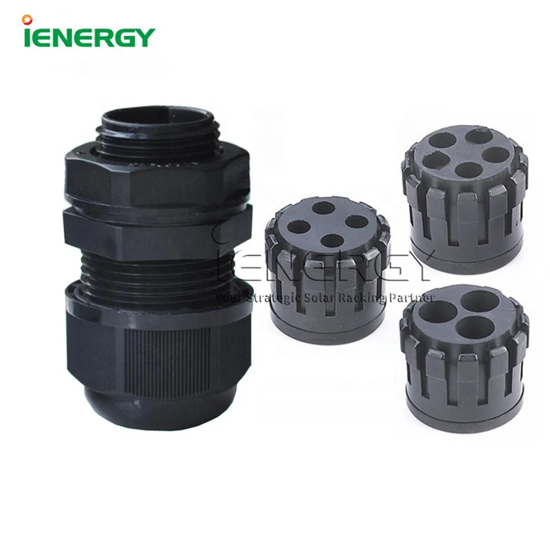 

Black Cable Gland Plastic M20 M25 M32 Flat Insert Multi-hole Nylon Cable Gland For Flat Cable