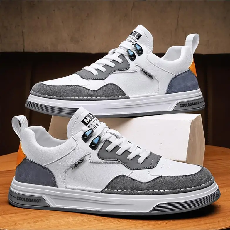 

New Trendy Men's Shoes Fashion Comfortable Casual Leather Sneakers Dual Panel Skateboard