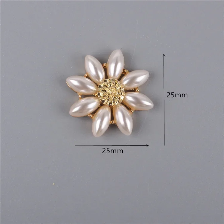 5PCS Pearl Flower Alloy  Plate Button DIY Hand Sewing  Clothing Textile Decoration Accessories Jewelry 6
