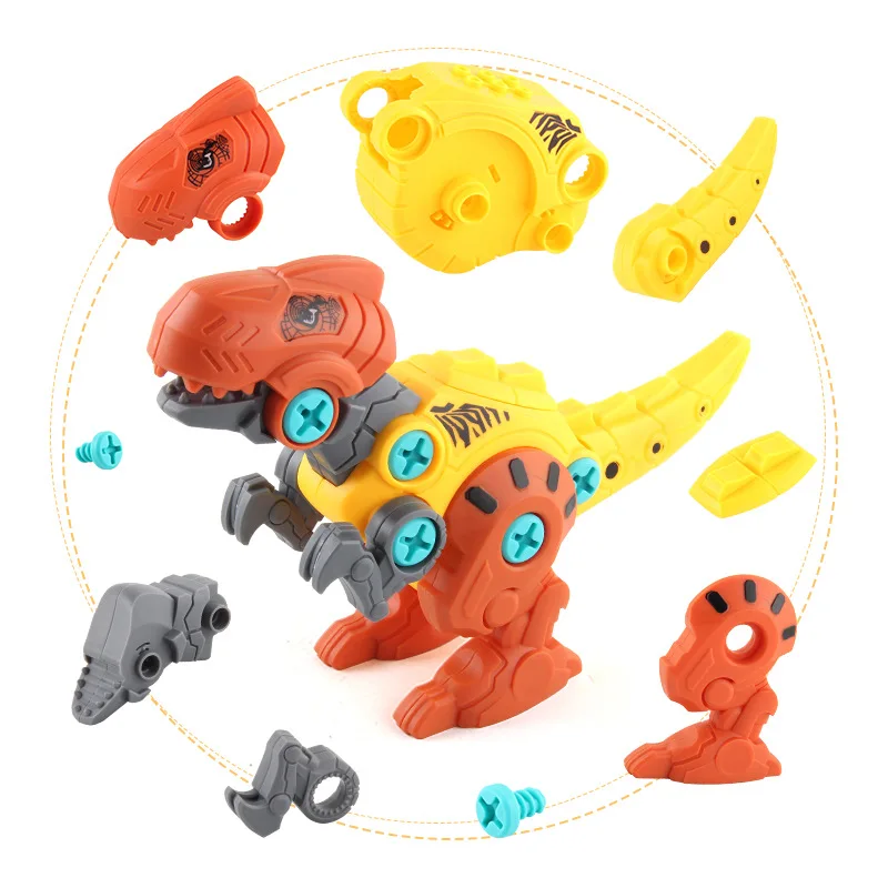 Assembled Dinosaur Disassembly Children's with Soft Projectile Ejection Screwable Dinosaur Figures Bricks Dino Toys Combination