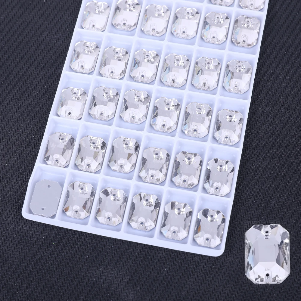 Aufnähen ab Strass Smaragds chliff Form Flatback Glas kristalle für Kleidung Brautkleider alle für Dekoration DIY – Detail 2