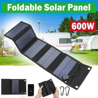 Panneau solaire pliable 600W, chargeur de téléphone solaire d'urgence 600W, panneau pliable étanche avec USB 5V pour occultes et extérieur 1