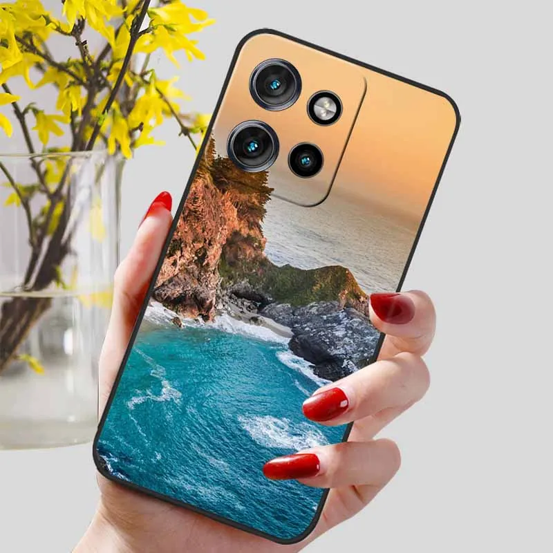 Cartoon Flowers Printed Silicon TPU Case - Soft Black Bumpers