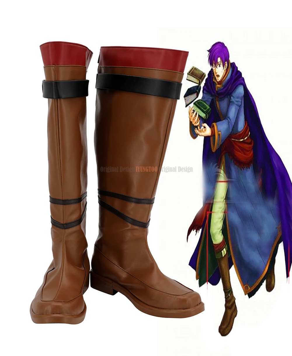 Fire Emblem Canas Scarpe Cosplay Fire Emblem: The Ardente Blade Canas Stivali Cosplay Scarpe In Pelle Marrone Su Misura